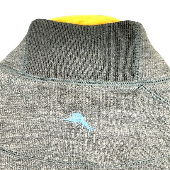 Tommy Bahama Sweater Men Flipshore Reversible Half-Zip Gray Blue Pullover - Picture 8 of 16